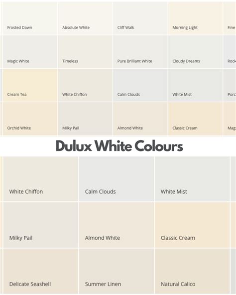 dulux warm white colour chart.